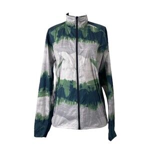 Craft Men's Cycling Windbreaker Jacket Green and White Full Zip Size Large